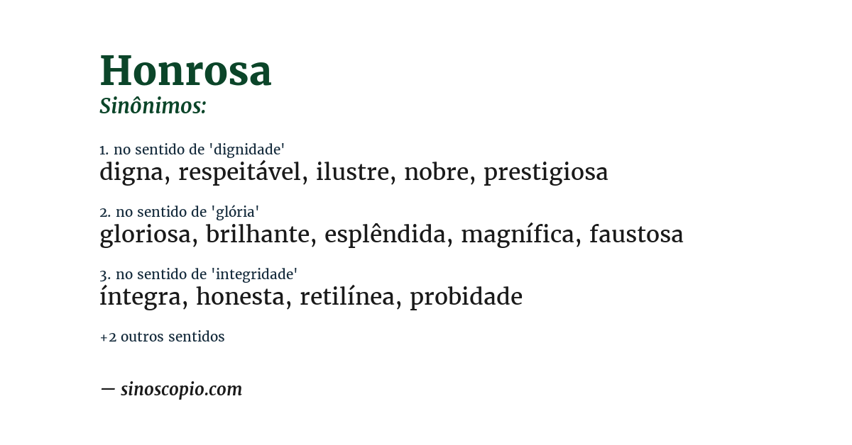 Sinônimo de honrosa