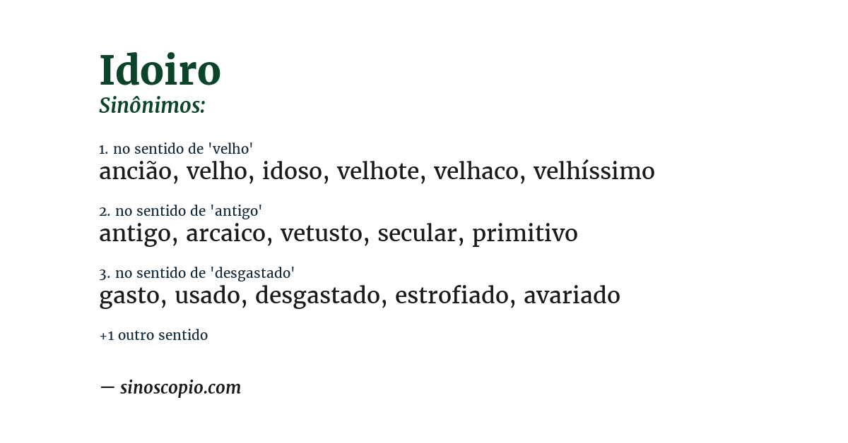 Sinônimo de idoiro