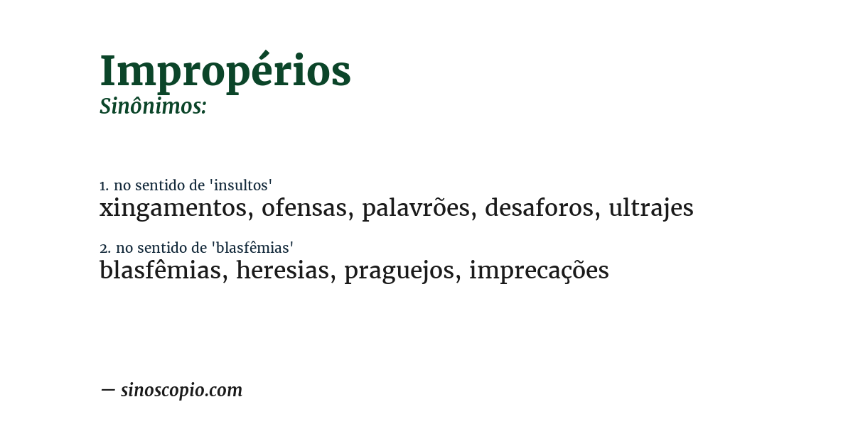 Sinônimo de impropérios