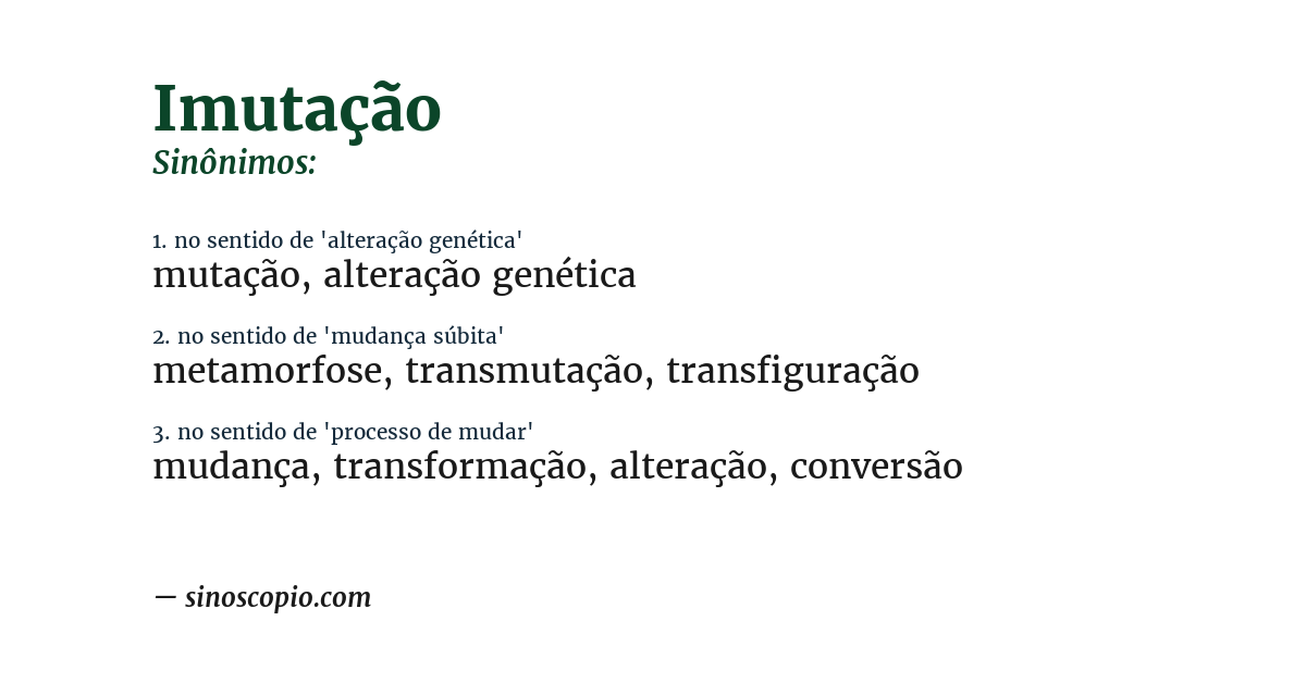Sinônimo de imutação