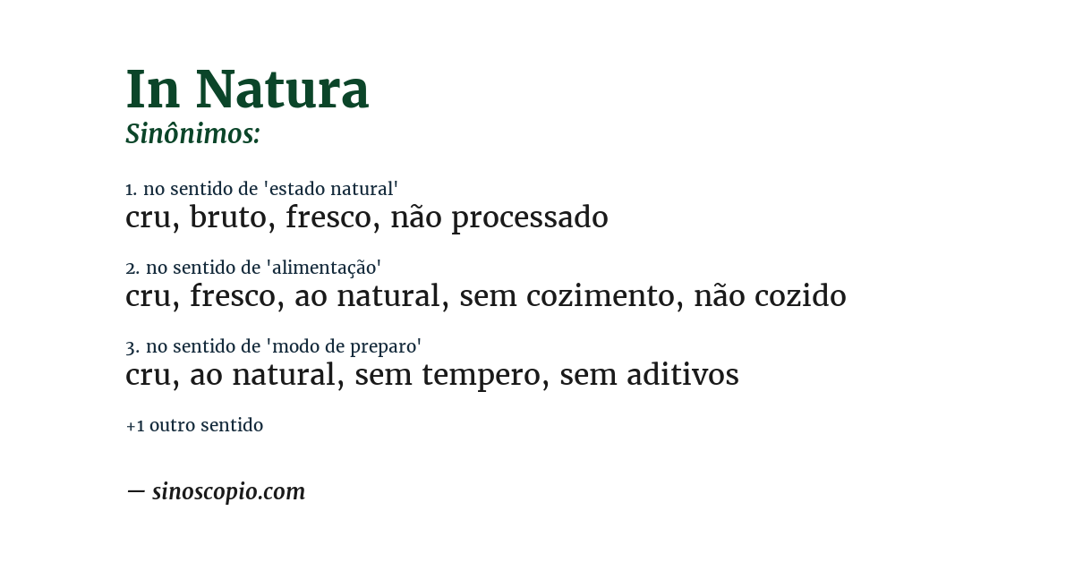 Sinônimo de in natura
