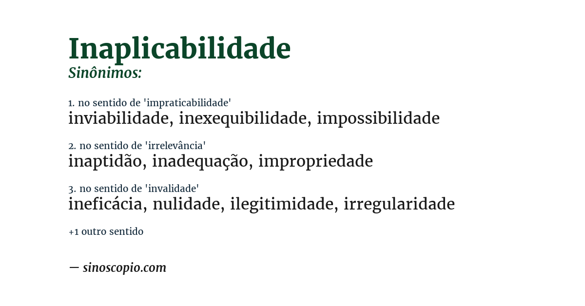 Sinônimo de inaplicabilidade