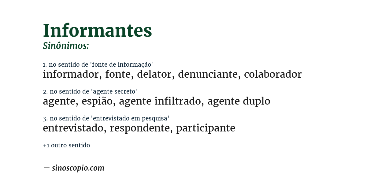 Sinônimo de informantes