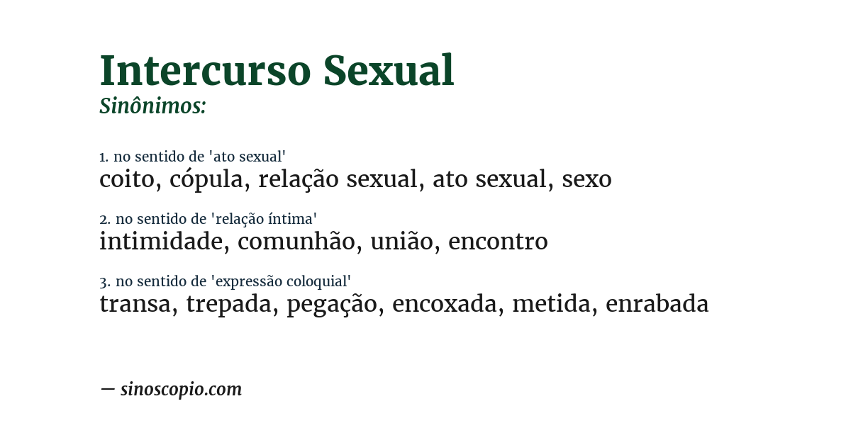 Sinônimo de intercurso sexual