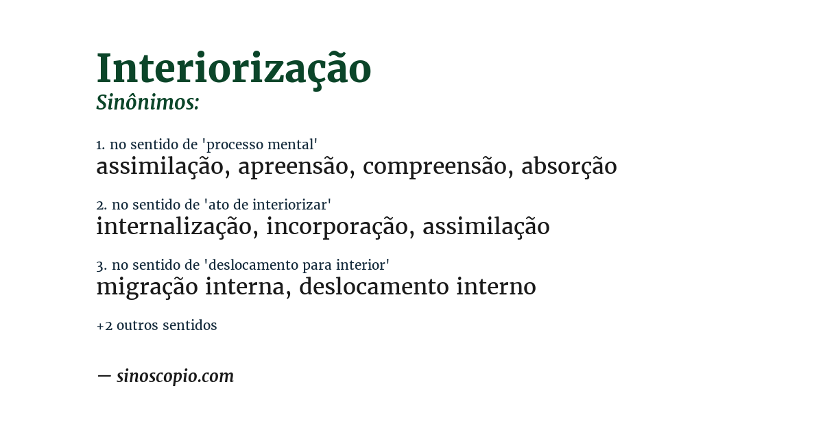 Sinônimo de interiorização