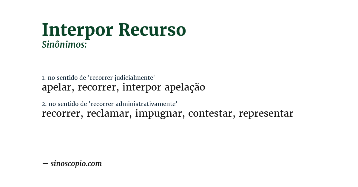 Sinônimo de interpor recurso