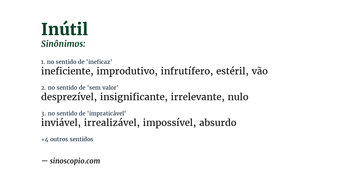 Sinônimo de inútil