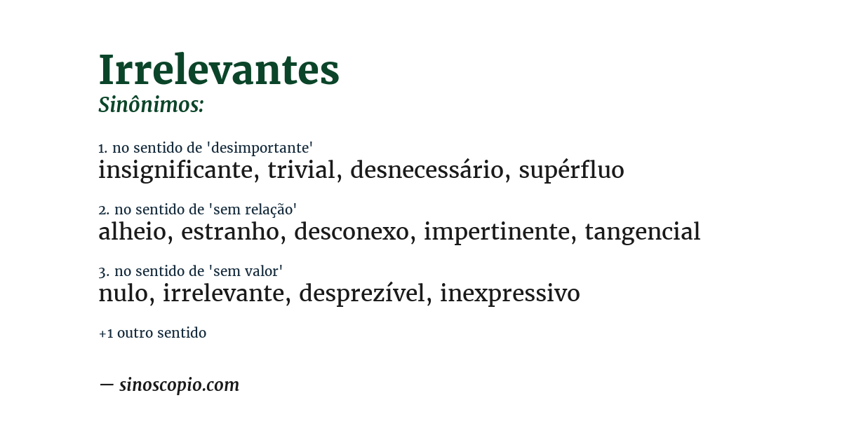 Sinônimo de irrelevantes