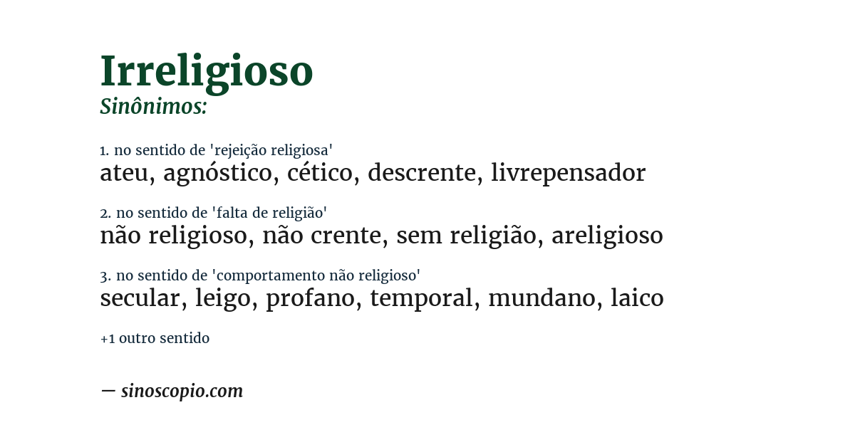 Sinônimo de irreligioso