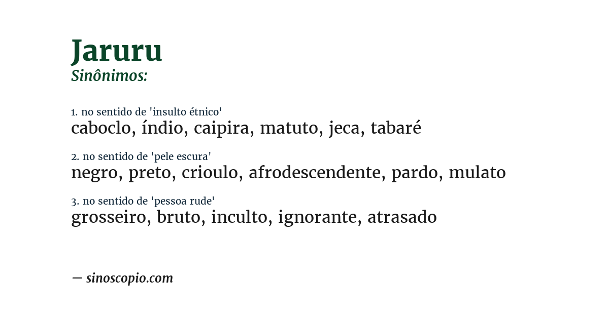 Sinônimo de jaruru