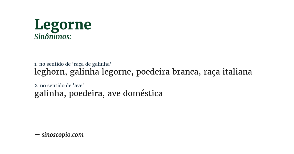 Sinônimo de legorne