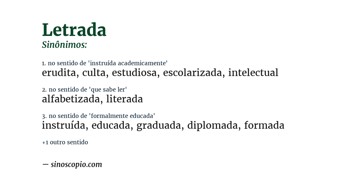 Sinônimo de letrada