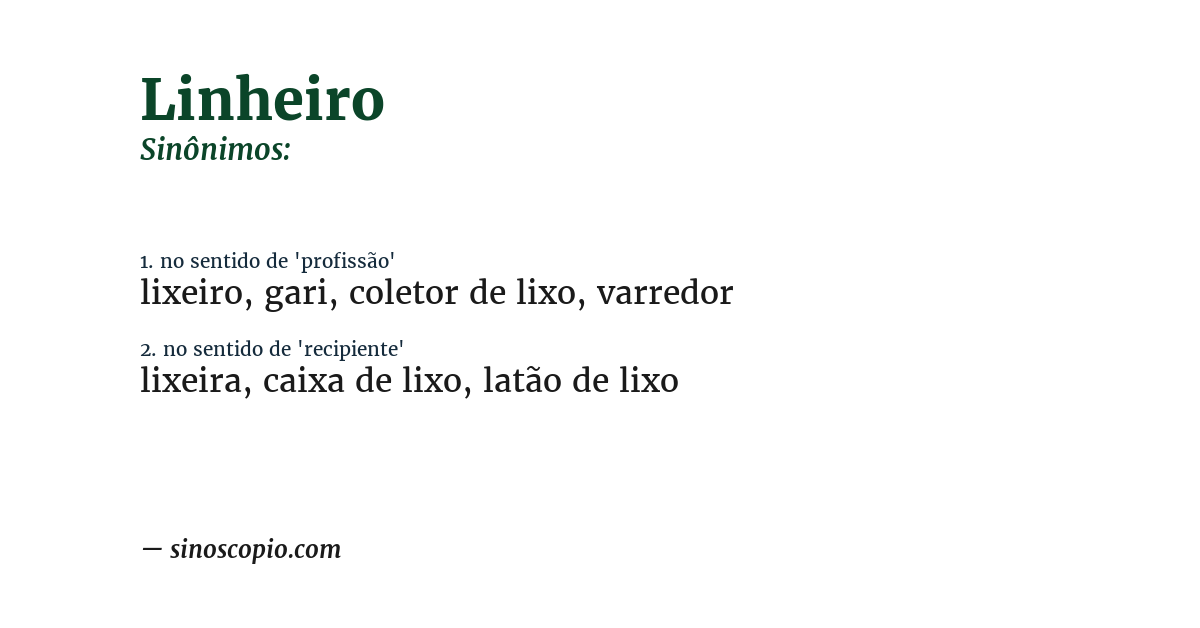 Sinônimo de linheiro