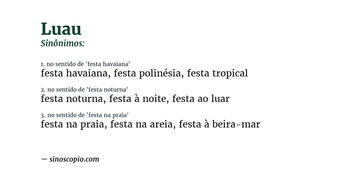 Sinônimo de luau