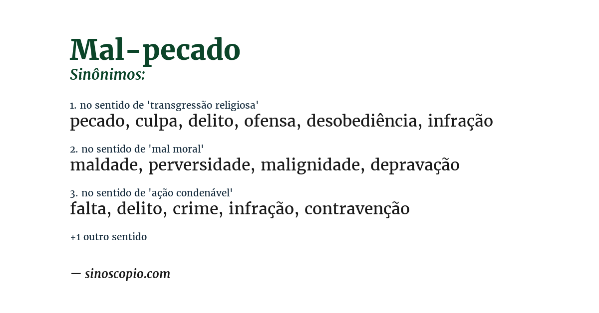 Sinônimo de mal-pecado