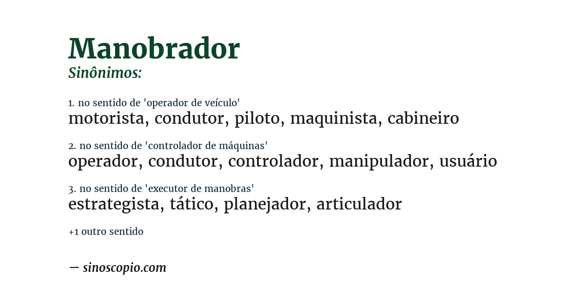 Sinônimo de manobrador