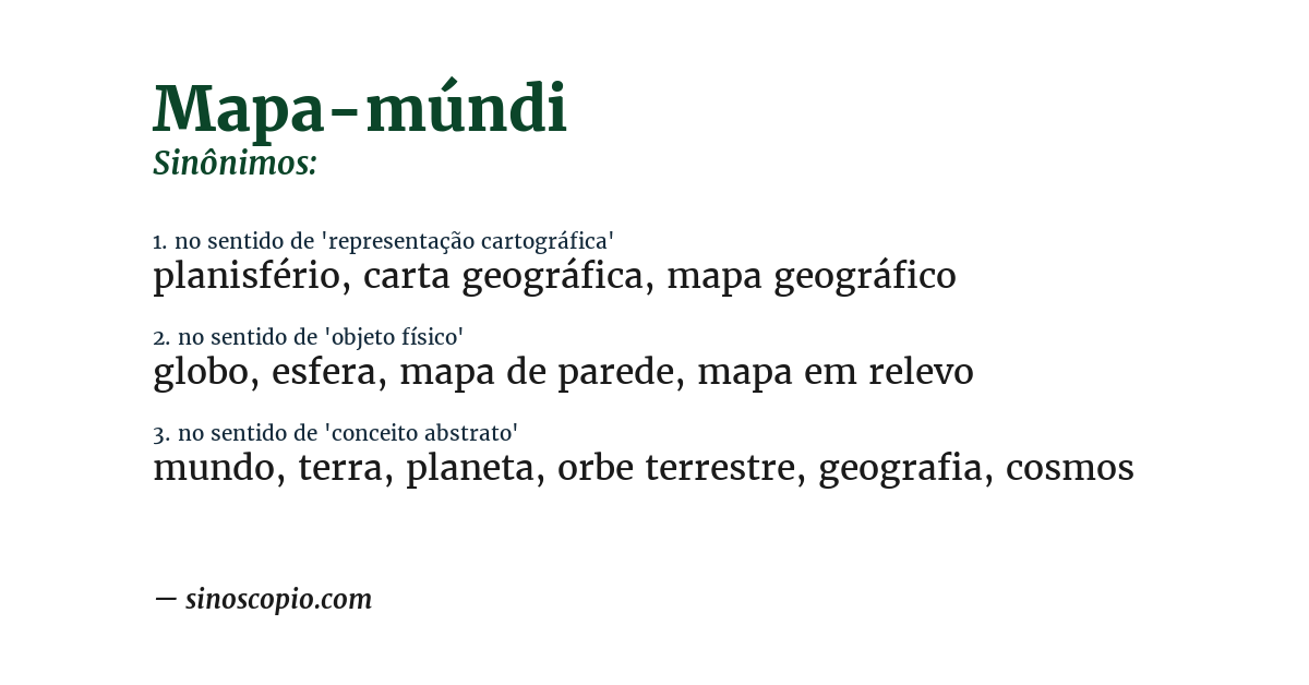 Sinônimo de mapa-múndi
