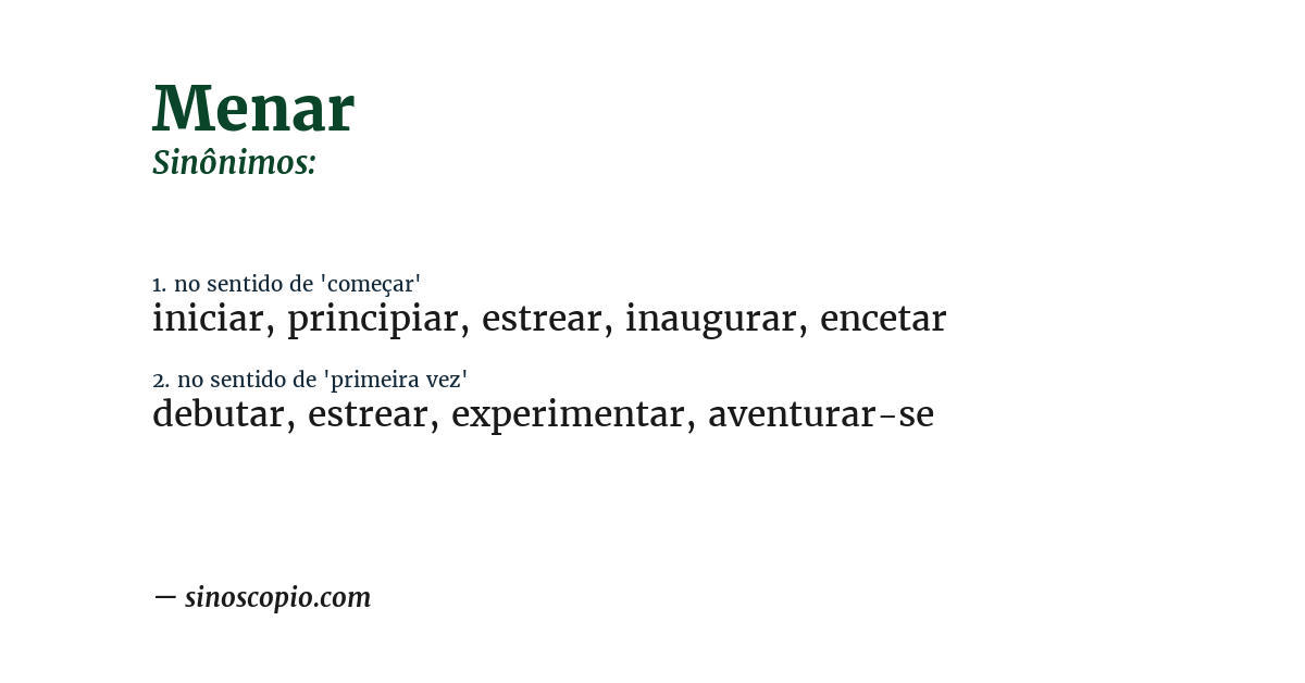 Sinônimo de menar