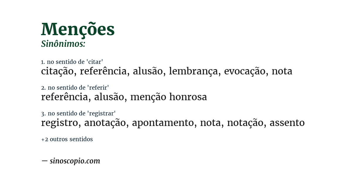Sinônimo de menções