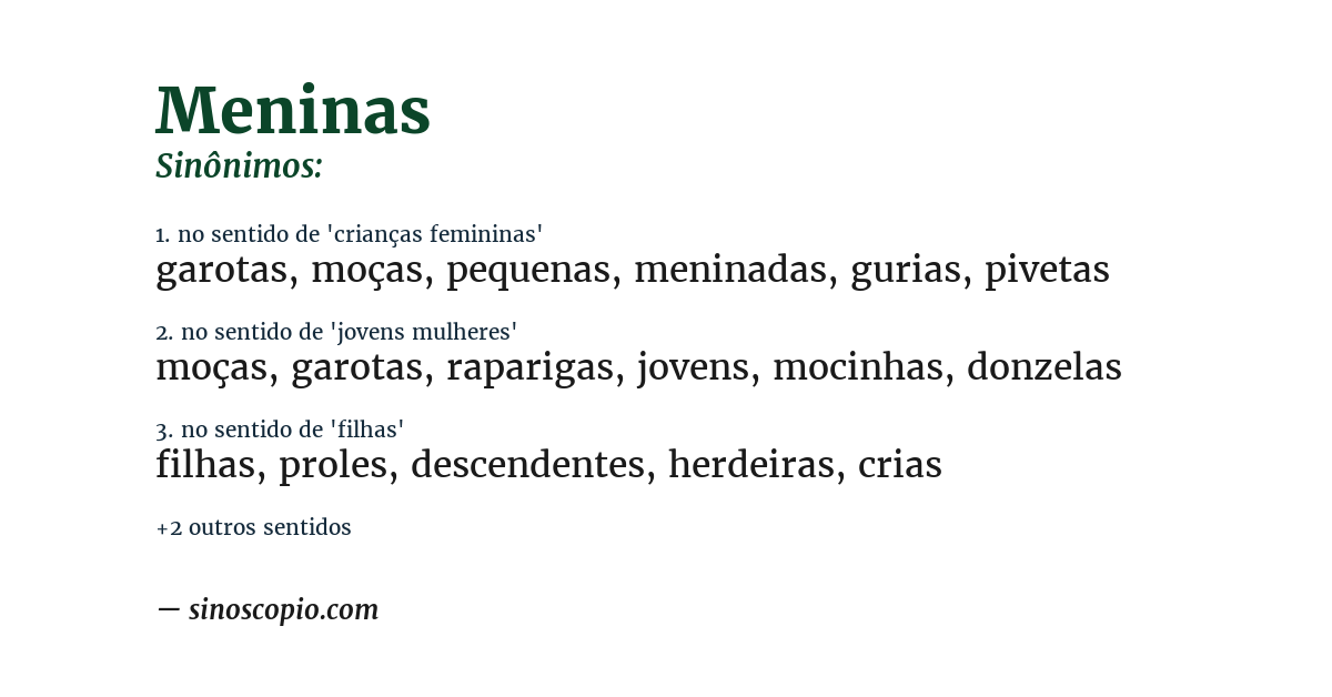 Sinônimo de meninas