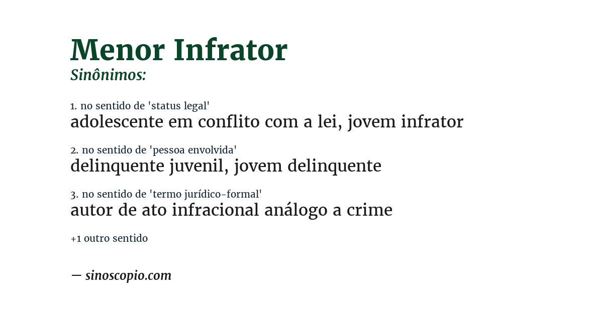 Sinônimo de menor infrator