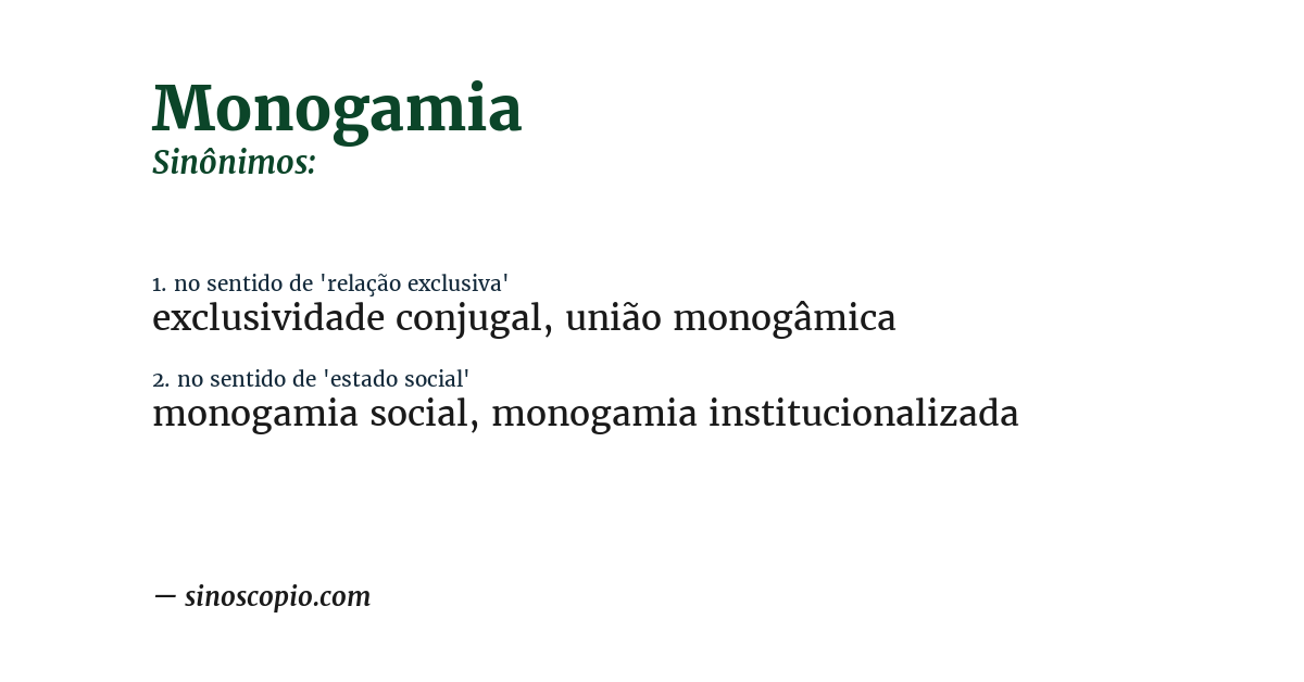 Sinônimo de monogamia
