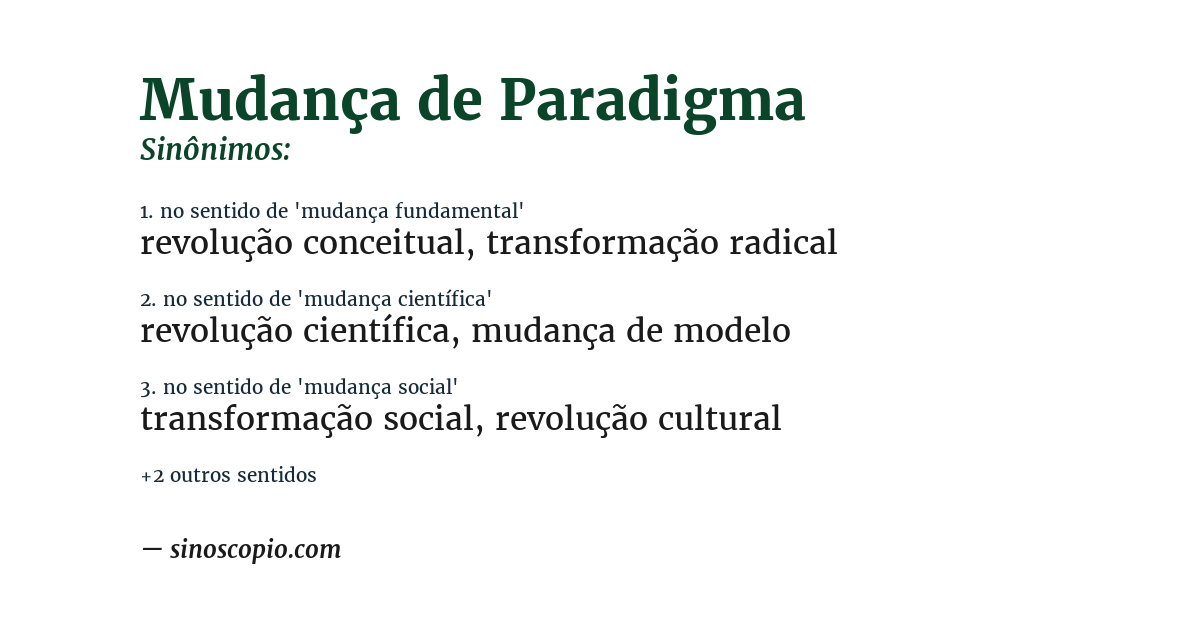 Sinônimo de mudança de paradigma
