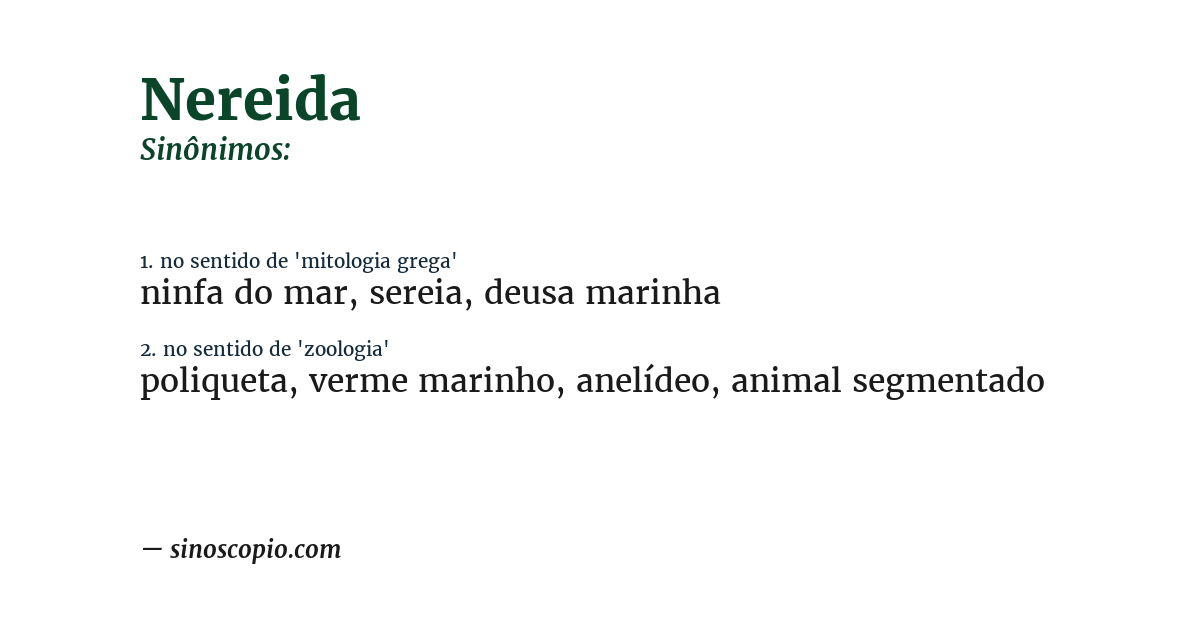 Sinônimo de nereida