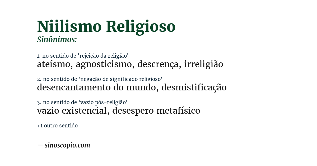 Sinônimo de niilismo religioso