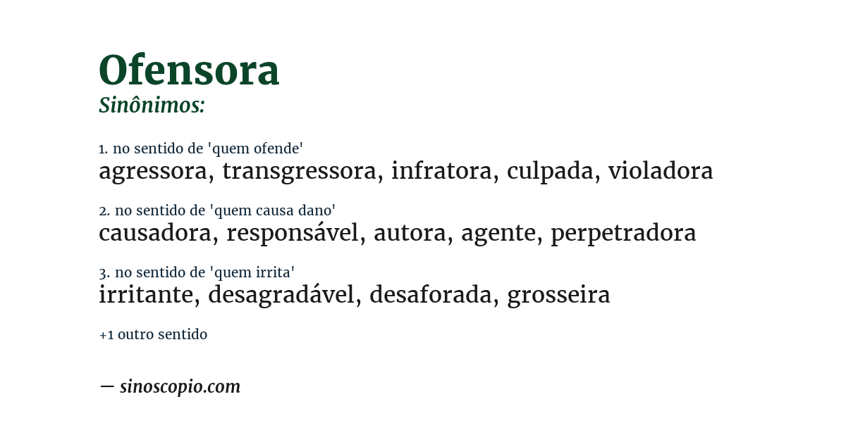 Sinônimo de ofensora