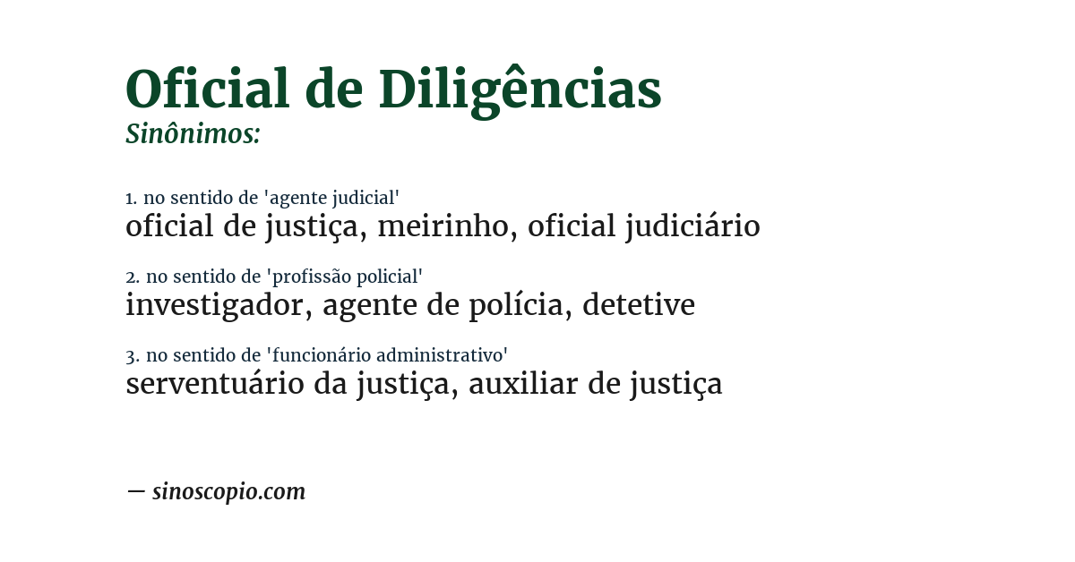 Sinônimo de oficial de diligências