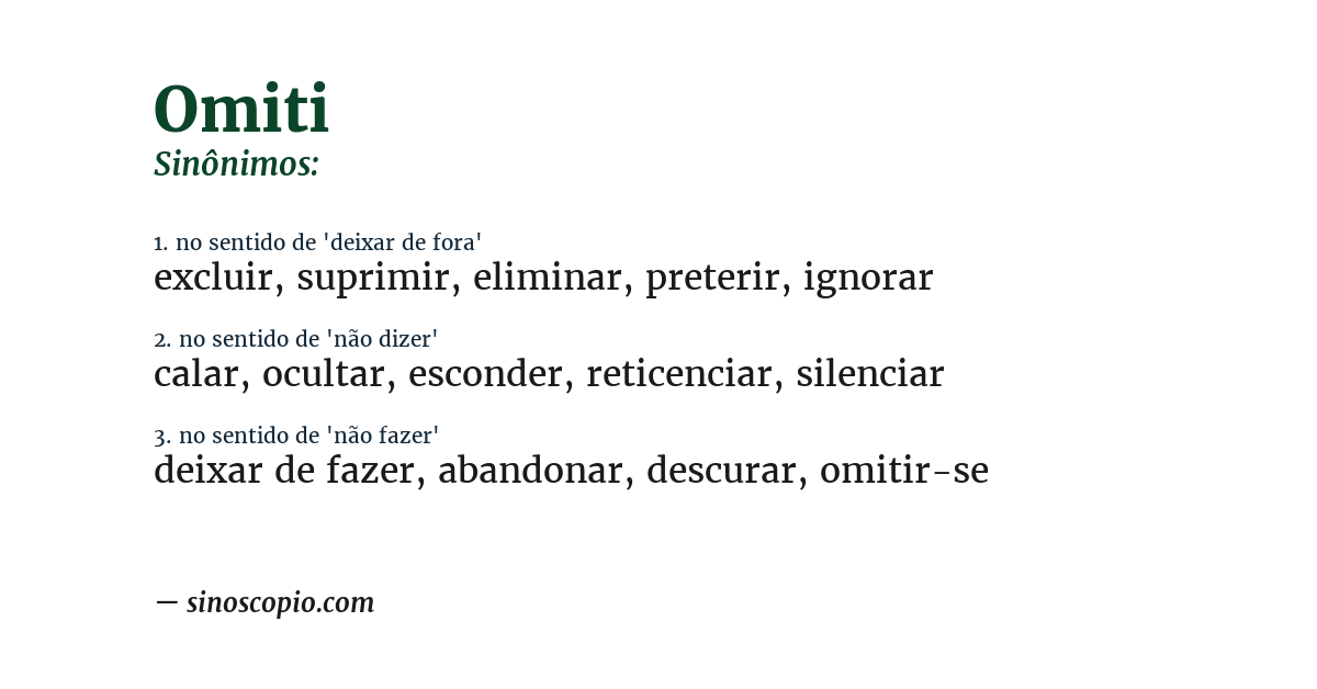Sinônimo de omiti