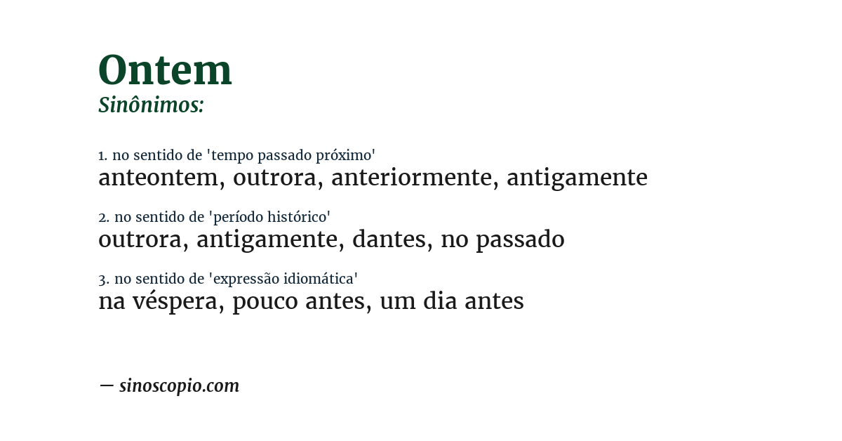 Sinônimo de ontem