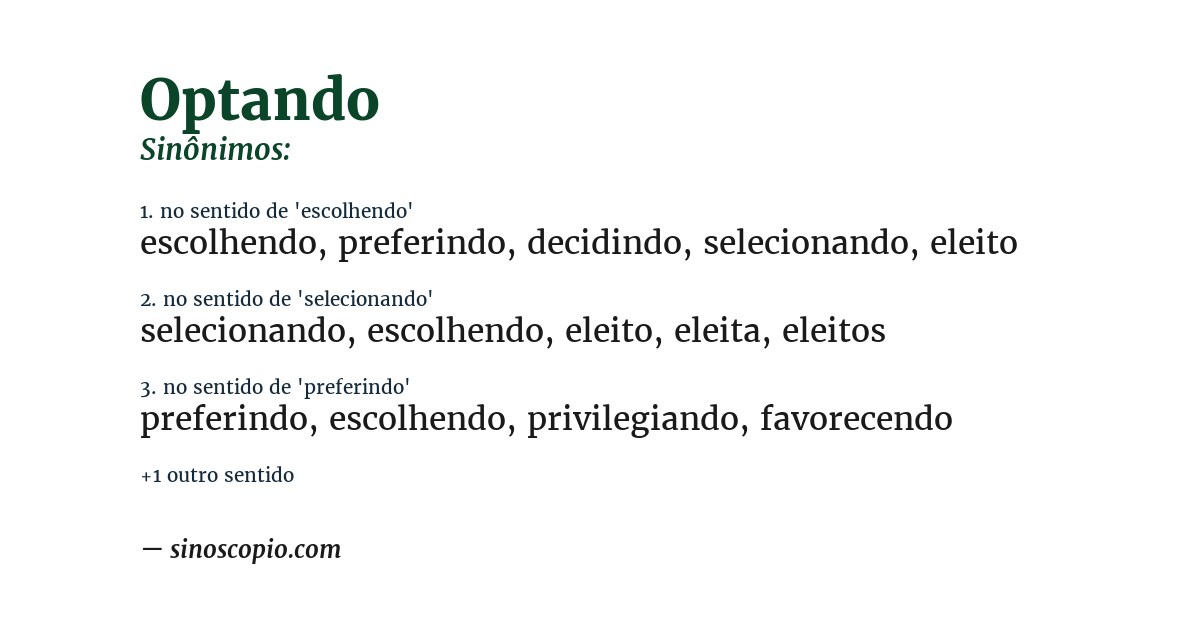 Sinônimo de optando