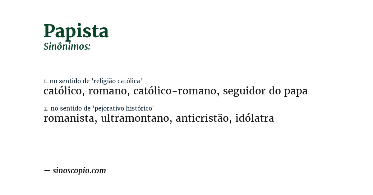 Sinônimo de papista