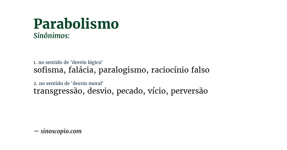 Sinônimo de parabolismo