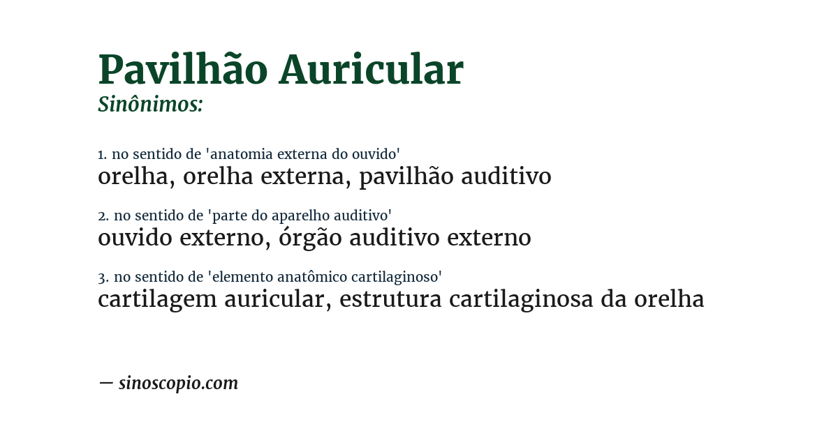 Sinônimo de pavilhão auricular