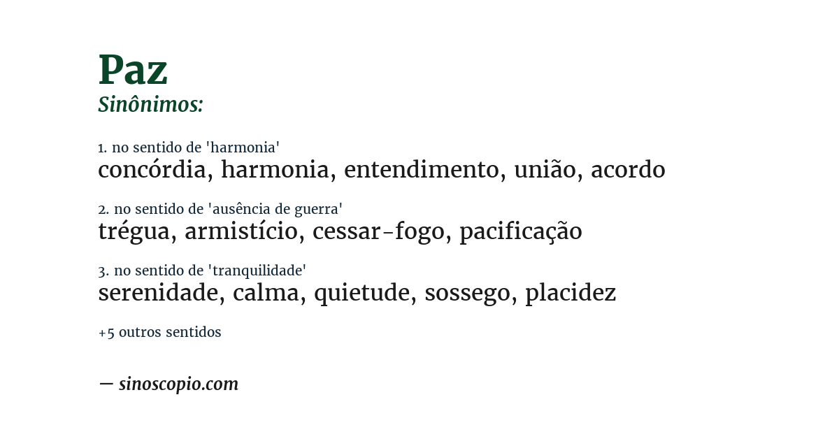 Sinônimo de paz