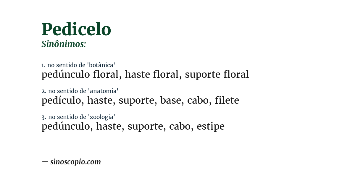 Sinônimo de pedicelo
