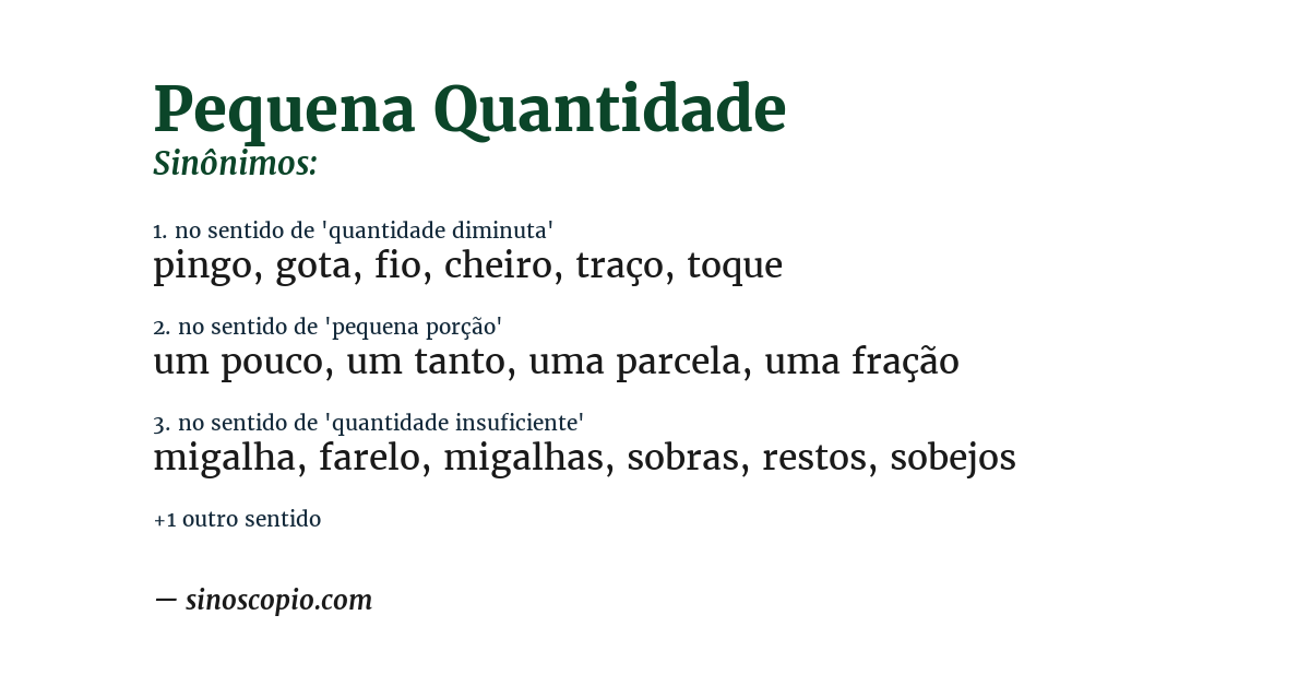 Sinônimo de pequena quantidade