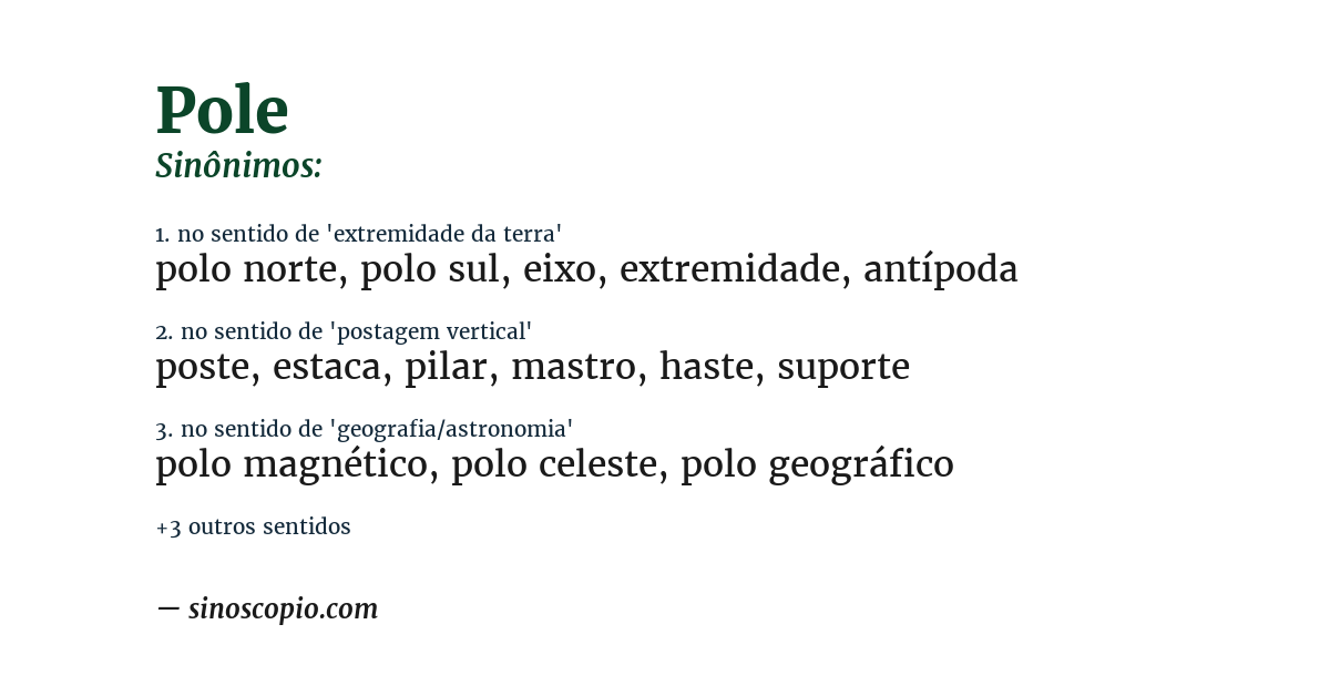 Sinônimo de pole