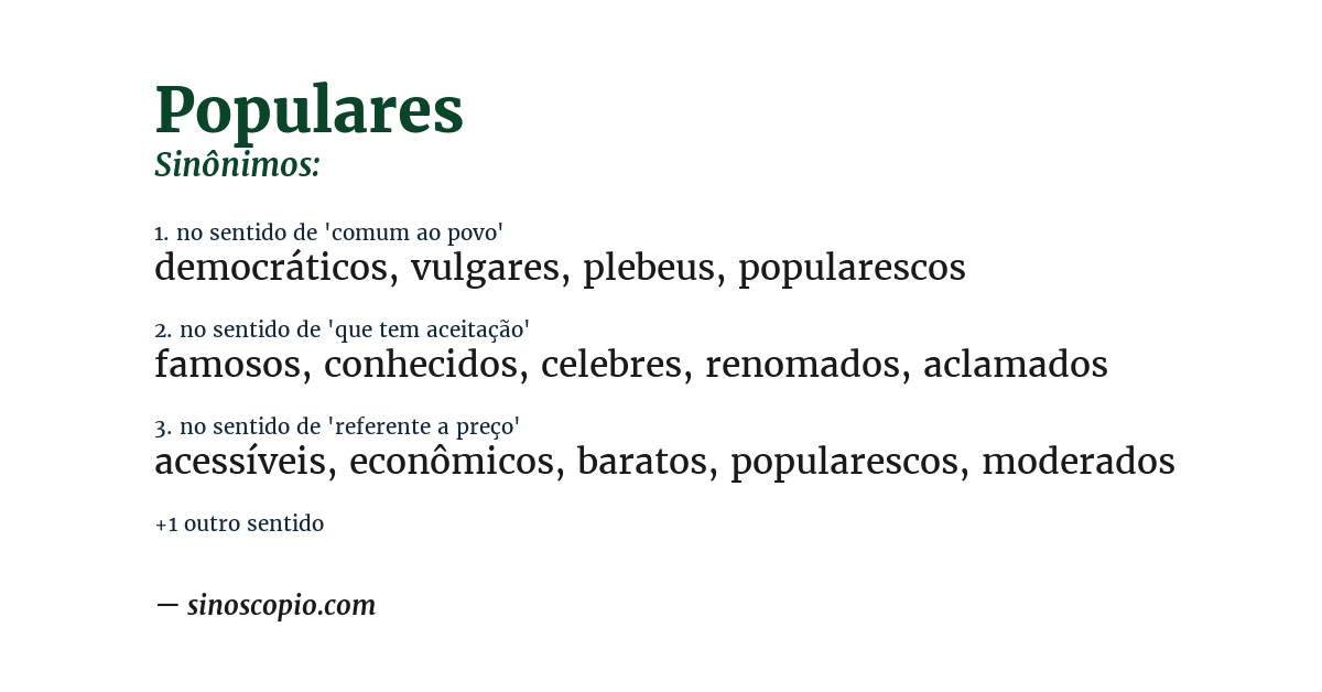 Sinônimo de populares