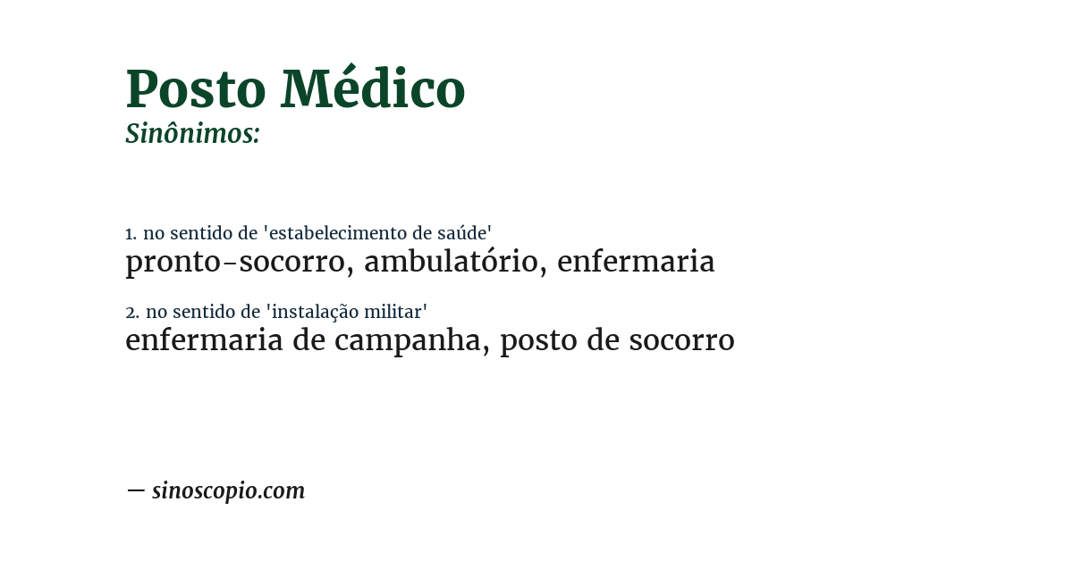 Sinônimo de posto médico