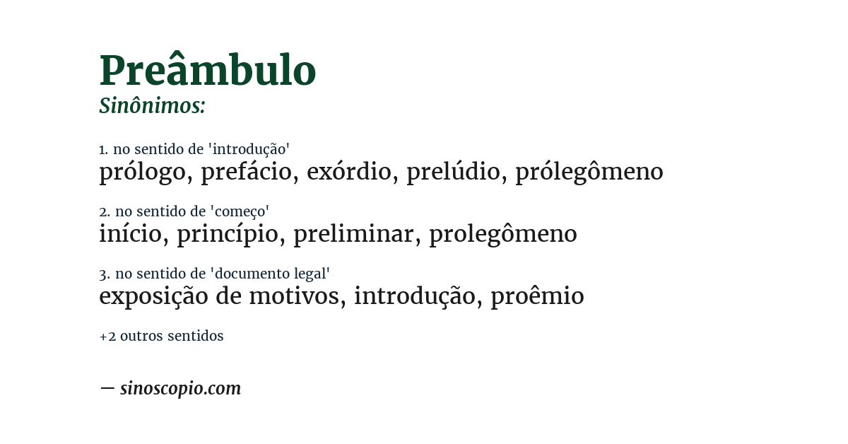 Sinônimo de preâmbulo