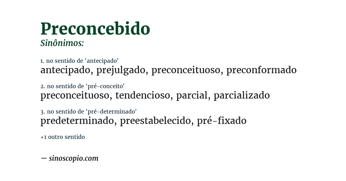 Sinônimo de preconcebido