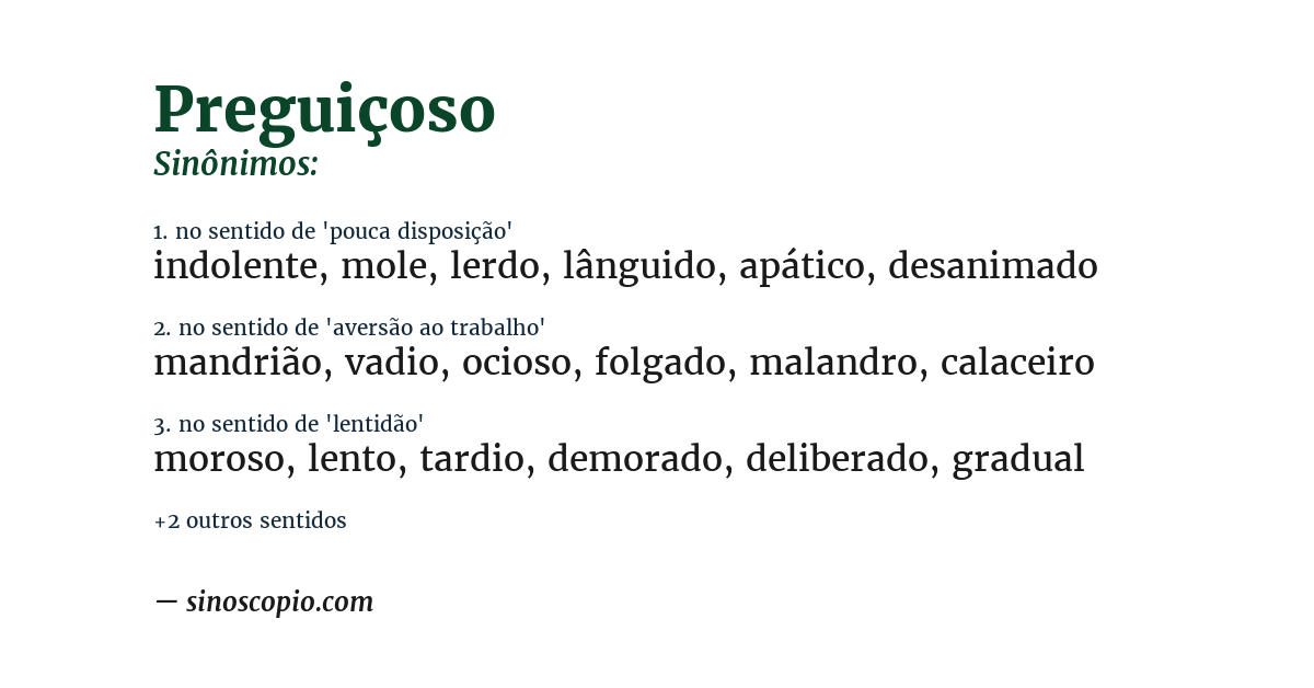 Sinônimo de preguiçoso