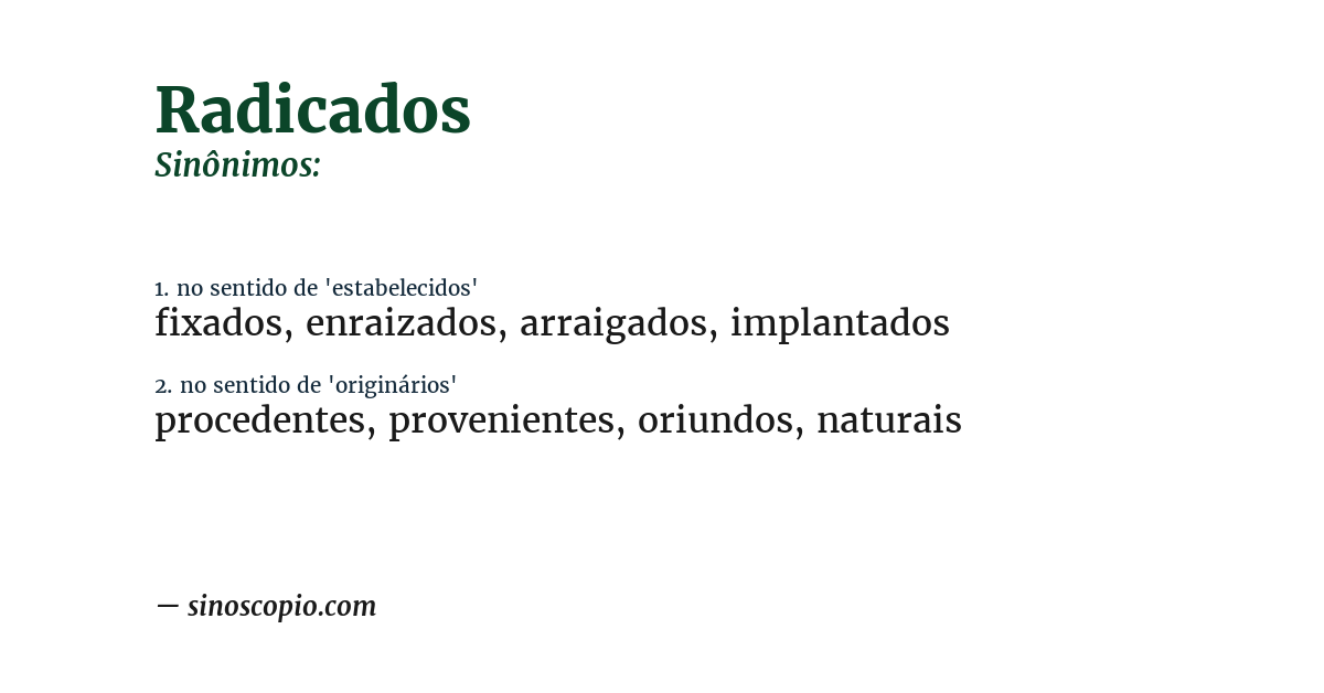 Sinônimo de radicados