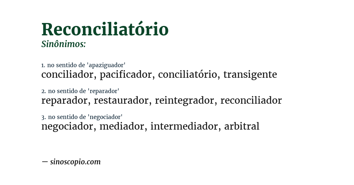 Sinônimo de reconciliatório