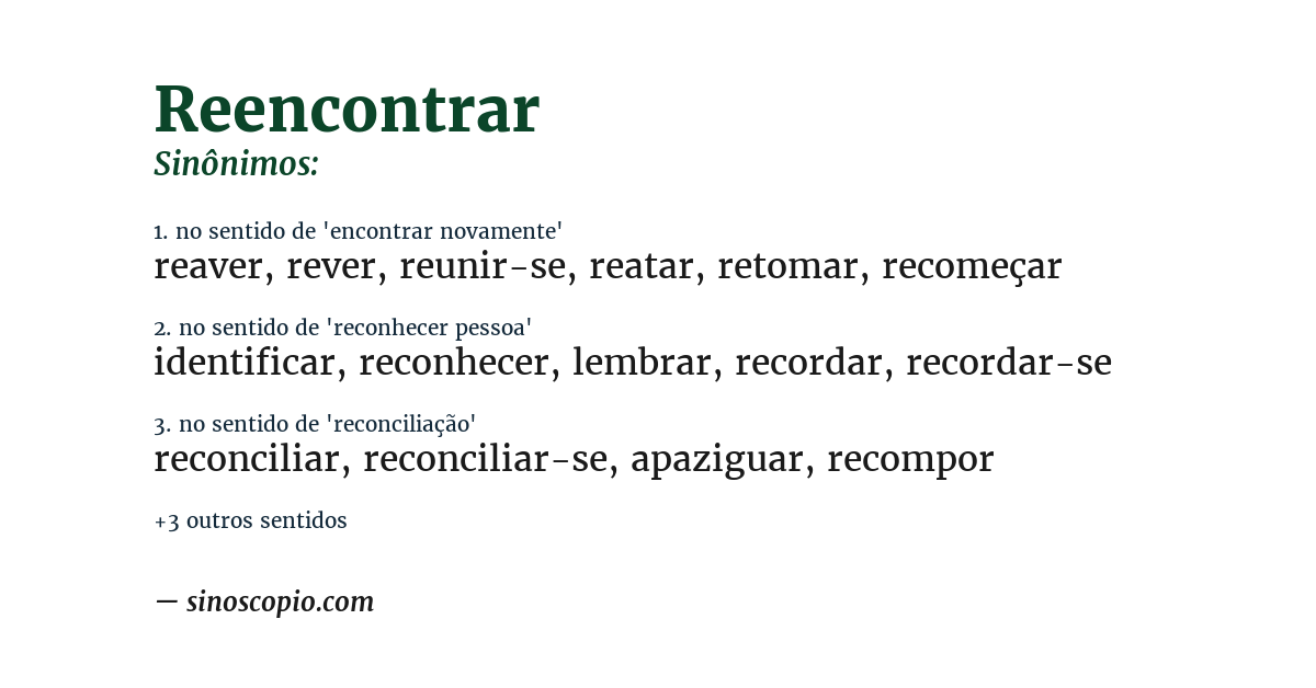 Sinônimo de reencontrar
