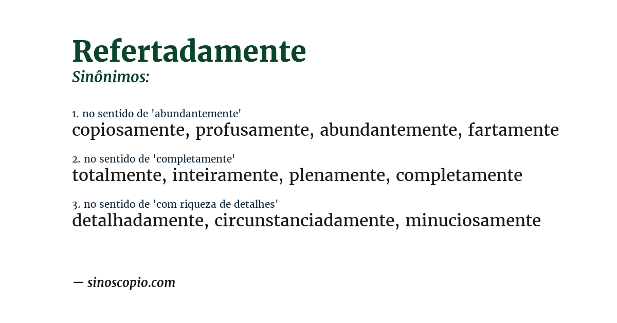 Sinônimo de refertadamente